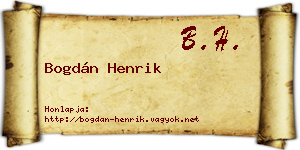 Bogdán Henrik névjegykártya
